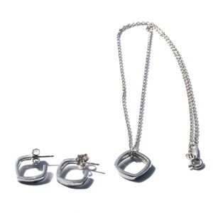 Tiffany & Co. Silver Geometric Earrings and Necklace Set by Frank Gehry